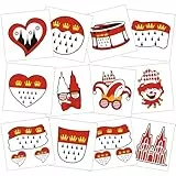 Qpout Kölner Karneval Tattoos,Köln Alaaf Hippie Rot Weiß Herz Temporäres Gesichtstattoo,Köln Stadtwappen Wappen Schild Aufkleber Sticker Für Wappen Dom Party Kölner Straßenkarneval Festumzug