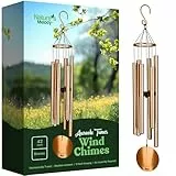 Nature's Melody Aureole Tunes Windspiel, Outdoor-Windspiel mit 6 Röhren, 100% rostfreies Aluminium, Pulver-Finish & S-Hakenaufhänger für Trauer, Andenken oder Zen-Garten (Bronze, 106,7 cm)
