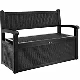 YITAHOME Aufbewahrungsbox mit 270L Fassungsvermögen, Allwetter-Resin Gartenbank mit abschließbarem Deckel, Gartenaufbewahrung für Terrassenmöbel, Kissen, Werkzeuge und Poolzubehör Schwarzer-Stuhl