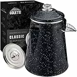 Coletti Klassischer Kaffee-Perkolator – Perkolator-Kaffeekanne, Cowboy-Kaffeekanne – Der Originale Camping-Kaffeekocher, Jetzt Modernisiert – Für Brühmeister Auf Dem Zeltplatz [Schwarzes, 12 Tassen]