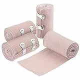 Healifty Elastische Bandage Wrap Packung Mit 4 + 8 Zusätzlichen Clips – 3 Zoll & 4 Zoll Rolle Kompressionsbandage Wrap Für Knie Knöchel Handgelenk Dehnt Sich Zu 14 7 Fuß Länge, 120.0 grams