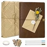 Vienrose Selbstgestalten Fotoalbum Scrapbook Album Foto, 30 Blatt 60 Seiten Kraftpapier 3-Ring-Ringbuch mit Vintage-Kunstleder, für Gästebuch Hochzeit, Jahrestag, Geburtstag Geschenk, Braun