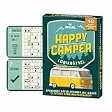 moses. Happy Camper, Logikrätsel mit Suchtfaktor für unterwegs, 40 Wiederverwendbare Karten mit Wegwischstift, Denksportaufgaben in 3 Schwierigkeitsstufen für Jugendliche und Erwachsene