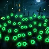 Halloween-Dekorationen für den Außenbereich, solarbetrieben, gruselige Augapfel-Lichter, 2 Stück, 12 LEDs, grüne Augapfel, schwingende Glühwürmchen-Lichter, wasserdicht, Solar-Halloween-Wegeleuchten