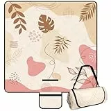 Picknickdecke Wasserdicht Waschbar 200x200cm, Picknick Decke Outdoor Reise, Stranddecke Sandfrei Rosa, Strandmatte Faltbar mit Schultergurte und Isoliert Gepolstert für Camping Park Strand Sandfeste