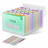 ThinkTex 26 Fächer Dokumentenmappe A4, Regenbogen Akkordeon Erweiterbar Ordnungsmappe, Aktenordner mit großer Kapazität, tragbarer Klassifizierungsaktenordner im A4-Letter für Büro/Schule – Grün