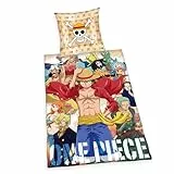 Herding One Piece Bettwäsche-Set, Wendemotiv, Kopfkissenbezug 80 x 80 cm, Bettbezug ca. 135 x 200 cm, Baumwolle/Renforcé