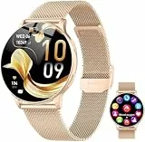 Smartwatch Damen mit Telefonfunktion, 1.32' AMOLED Smart Watch, Herzfrequenz SpO2 Schlafmonitor Schrittzähler Uhr Damen, 120+ Sportmodi Fitness Tracker, IP68 Wasserdicht Fitnessuhr iOS Android Gold