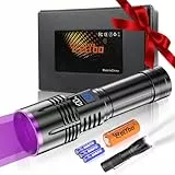 Relybo UV Taschenlampe 365nm, Schwarzlicht Taschenlampe Aufladbar, Schwarzlichtlampe UV Licht Lampe Blacklight, 30W UV Lampe für Bernsteinsuche, Skorpion, Yooperlite, Uranglas, Heimtierurindetektoren