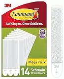 Command Klebestreifen, Vorteilspack 14x2 Schmal (28 Strips), Weiß - Bilder Aufhängen ohne Bohren, Streifen halten bis zu 5 kg, Rückstandsfreies Ablösen