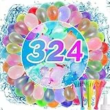 POPOYU 324 Stück Wiederverwendbare Wasserbomben,Wasserbomben Selbstschließend,Water Balloons,Wasserballons,Wasserbombe,Bunch o Balloons Wasserbomben für Kinder Erwachsene Sommer Strand Pool Spielzeug