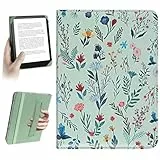 HoYiXi Universal Hülle für 6' Pocketbook/Tolino/Sony E-Book Reader Kompatibel mit 6 Zoll Kindle Paperwhite/Kobo Clara HD 6' Cover Case,Elastic Rope Schutzhülle,Weiße Blumen