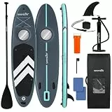 SereneLife SUP Board Aufblasbar Set – Stand Up Paddling Board mit Zubehör und rutschfestem Eva-Deck für See, Fluss, Touring, Yoga und Freizeit