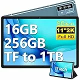 DEERTiME 2025 Tablet 11 Zoll 2K-Anzeige Android 13 OS 16GB RAM+256GB ROM(TF 1TB), 8600mAh, 5G WLAN, GMS, GPS, 4 Lautsprecher, Octa Core 2.0 GHz, 5MP+13MP | BT 5.0 | Schutzhülle mit Tablette - Blau
