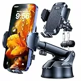 HTU Upgraded handyhalterung Auto【Militär-Klasse】 360°Drehbarer Handyhalter Auto für Windschutzscheibe Armaturenbrett Belüftung Handy Halterung Auto für iPhone 16 15 14 Samsung Galaxy (Schwarz)