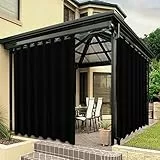 Bonzer Outdoor-Vorhänge für Terrasse, wasserdicht, dick, Privatsphäre, extra breite Ösen, Sonnenlicht blockierend, Außenvorhänge für Veranda, Pergola, Pavillon, Deck, 1 Stück, 387 x 213 cm, Schwarz