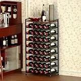 Alytree Weinregal für 40 Flaschen, 8-stufiges Flaschenregal, Stehendes Metall-Weinregal mit Tischplatte, Abnehmbarer Weinflaschenhalter, Barständer, Ausstellungsregal für Küche, Bar, Wine Rack