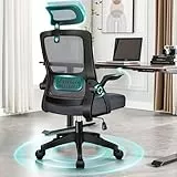 ALFORDSON Ergonomischer Büro-Schreibtischstuhl, Computerstuhl mit dynamischer Lordosenstütze, neigbarer Drehstuhl mit hochklappbarer Armlehne, Grau