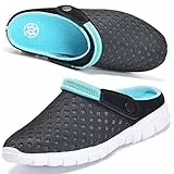 Hsyooes Clogs Herren Pantoletten Sommer Damen Mesh Atmungsaktiv Gartenschuhe rutschfest Strand Hausschuhe Aqua Sandalen,Blau,40 EU