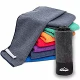 Mikrofaser Handtuch Set - für Sauna, Fitness, Sport I Strandtuch, Sporthandtuch I Grau_Brush L: 140x70