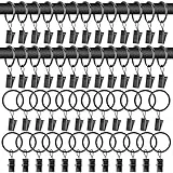 50 Stück Vorhangringe mit Clips – Vorhangclips, Schwarze Vorhangringe mit Verschlüssen, 1,26 Zoll Innendurchmesser, Stangen-Metallverschlüsse für Dekoration, Basteln, Display