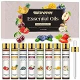 Migcaput 8X10ml Fruchtiges Ätherische Öle Set, Ätherische Öle für Diffuser Luftbefeuchter Kerzen, 100% Naturrein Essential Oils Aromaöl - Erdbeere, Blaubeere, Kirsche, Kokosnuss
