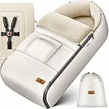 Kidiz® Babyfußsack Baby Fußsack Winterfußsack Babyschale mit Reißverschluss Kuschelsack Babydecke Kinderwagen waschbar verschließbarer Kopfteil,Tasche, passend für alle Kinderwagen, Beige