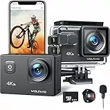 WOLFANG Action Cam 4K30FPS 20MP mit 32GB microSDXC Speicherkarte WiFi 40M Unterwasserkamera Wasserdicht EIS Actioncam Fernregler Mikrofon Zubehör Kit