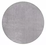 Mia's Teppiche Olivia Wohnzimmer/Schlafzimmer Teppich - waschbar - 120 cm Rund, Grau