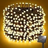 FFZZKJ Solar Lichterkette Aussen 12M 120LED Solar Lichterkette Outdoor Wetterfest 8 Modi IP65 Wasserdicht für Garten Terrasse Baum Hof Party, Warmweiß