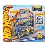 Hot Wheels GNL70 - Hot Wheels City Stunt Garage-Spielset, Geschenk für Kinder von 3 bis 8 Jahren, mit Aufzug zu den oberen Ebenen, lässt Sich mit Anderen Sets verbinden