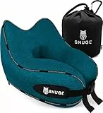 SNUGL Nackenkissen Memory Foam Waschbar & Verstellbar | Kuscheliges Nacken Reisekissen Für Flugzeug, Auto & Unterwegs | Reise-Kissen Nackenhörnchen, Neck Travel Pillow (Türkis, Erwachsener Normal)