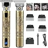 Haarschneidemaschine Profi, Wasserdicht Haarschneider Herren, Elektrisch Trim Rasierer, USB Wiederaufladbar Haartrimmer Barttrimmer, T-Blade Trimmer für Männer mit 4 Kamm und LED Anzeige