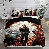 Ste-X Bettwäsche-Set, 135 X 200 cm, Mehrere Größen, Jujutsu Kaisen, Bettbezug, 52% Baumwolle, Weicher, Bequemer Bettbezug + 2 Kissenbezüge, 80 X 80 cm (135x200cm,Stil 04)