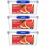 Sistema KLIP IT PLUS Frischhaltedosen Set | 3,35 l | auslaufsichere, stapelbare und luftdichte Vorratsdosen mit Deckel | geeignet für Kühl-/Gefrierschrank | Brotdose schule | 3 Stück