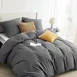 BEDSURE Bettwäsche 135x200 2teilig Anthrazit - 1 Bettbezug 135x200 cm + 1 Kissenbezug 80X80 cm, ÖKO-TEX Bettwäsche-Sets Grau Polyester Mikrofaser mit Reißverschluss