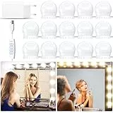 daphomeu 14 LED Spiegelleuchte 3 Farbe mit Adpater, Dimmbar Schminklicht, Schminktisch Leuchte, Makeup Lampe, Make Up Licht, Spiegellampe für Kosmetikspiegel, Badzimmer Spiegel