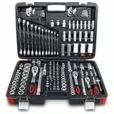 BGS Diy 15217 | Steckschlüssel-Satz | Antrieb 6,3 mm (1/4') / 10 mm (3/8') / 12,5 mm (1/2') | 176-tlg. | Ratschen-Ringschlüssel 8-19 mm