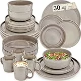 SÄNGER Kairo Clay | Kombiservice 6 Personen, Teller Set Kaffeebecher Pastaschale 30 tlg, Steingut Geschirr Set spülmaschinen- mikrowellen- kratzfest, Geschirrset aus Steingut | VALUE COLLECTION