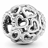 PANDORA All Over-Herzen Charm Sterling-Silber 11 x 11 x 10,7 mm (T/H/B)