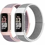 Bcuckood 2Stück Nylon Loop Armband Kompatibel mit Fitbit Charge 6/Fitbit Charge 5 für Damen Herren, Nylon Ersatzarmband Sport Solo Loop Uhrenarmband für Fitbit Charge 6/Fitbit Charge 5
