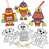 Baker Ross FE379 Roboter-Sonnenfänger-Bastelset, Buntglas-Effekt für Kinder zum Dekorieren und Präsentieren für Kunst- und Bastelaktivitäten, 10 Stück