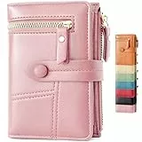 Lakpopya Geldbörse Damen 14×10cm, Geldbeutel Viele Fächer, Portemonnaie Damen PU Leder mit Münzfach (rosa)