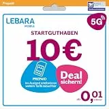 LEBARA Prepaid SIM-Karte mit 10€ Startguthaben ohne Vertrag | ab 1 Cent pro Min. ins Ausland telefonieren | Jetzt mit 5G surfen