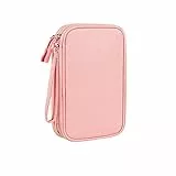 PAPOEEA Kabeltasche für Reisen, Kabel-Organizer, 3 Schichten, Organizer, Elektroniketui, Zubehör, Kabel, Organizer Tasche für USB-Kabel, Rosa, Solid