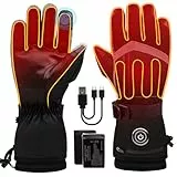 Beheiztbare Handschuhe für Männer und Frauen, 6000mAh Batterie, Wiederaufladbare Handwärmer-Handschuhe mit Touchscreen, Wasserdicht, Elektrisch Beheizter Skihandschuh für Winter,Outdoor, Arbeit, Jagd