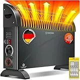 KESSER Konvektor 2000 Watt Heizgerät, 24h Timer | mit Frostwächter | stufenlose Thermosteuerung | Turbo Heizung | 3 Stufen | Tragemulden | Schwarz