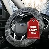Walser Lammfell Auto Lenkradbezug, Winter Zubehör in Grau, Lenkradschutz