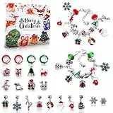 Aitsite Schmuck Adventskalender 2025 Kinder Mädchen, Schmuck Selber Machen Set mit 22 Charms Beads 2 Armbänder, Charm Armband Set Selber Machen, Weihnachtskalender Schmuck Basteln Mädchen Geschenke