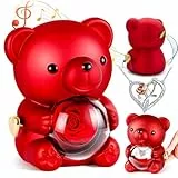 goldmiky Ewige Rose mit Spieluhr, Handkurbel Spieluhr Bär mit Kette und Rose, Geburtstagsgeschenk für Frau,Muttertagsgeschenk, Rosen bär Geschenkbox